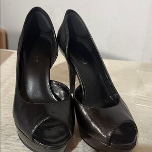 Nine West Black Peep-Toe Heels